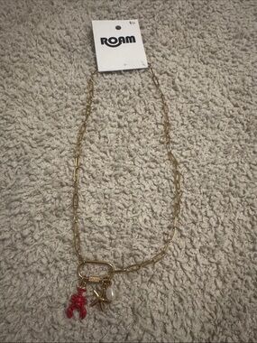 ROAM Gold-Tone Chain Necklace with Red Lobster and Pearl Charms